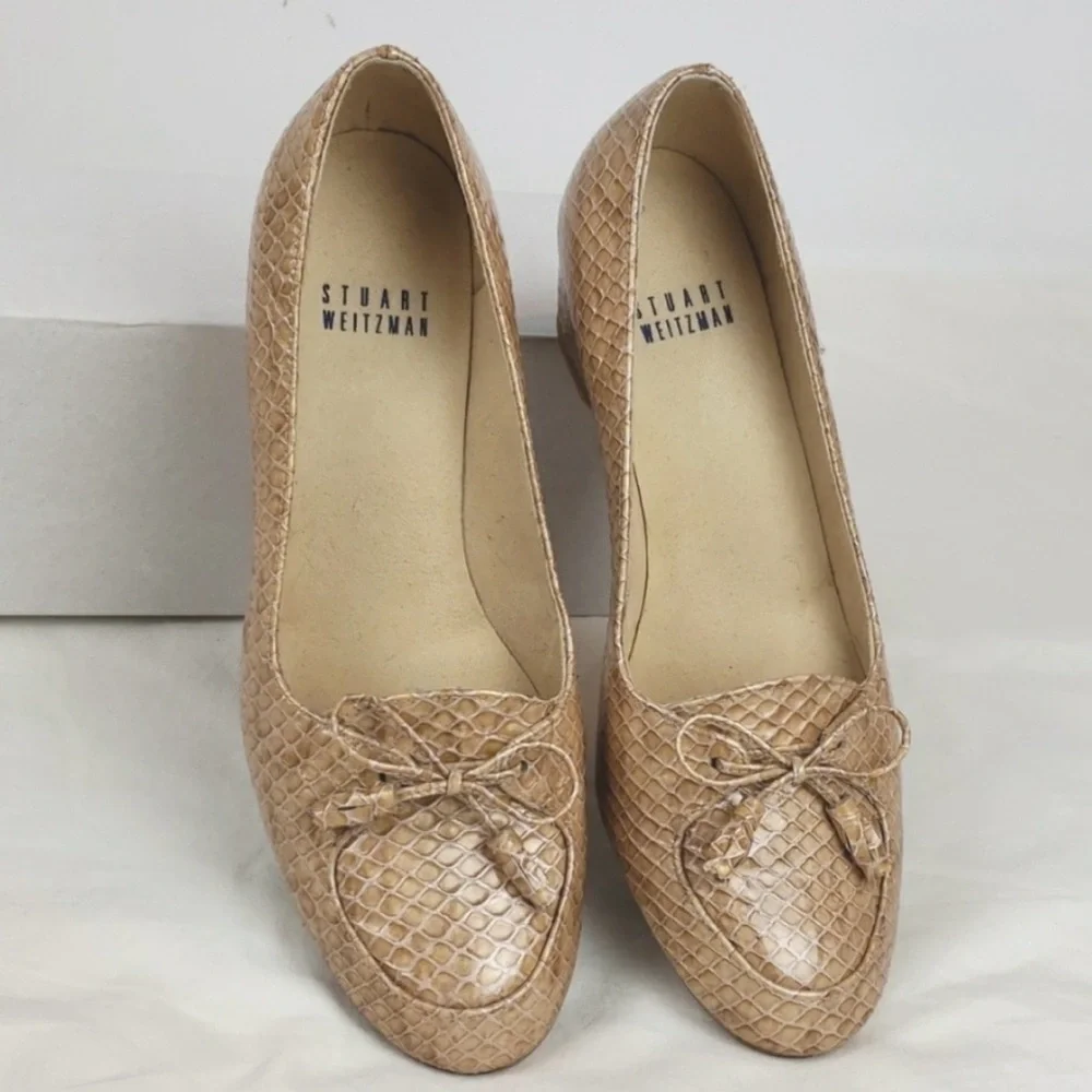 Stuart Weitzman Patent Leather Wedges in Tan Super Comfortable.
